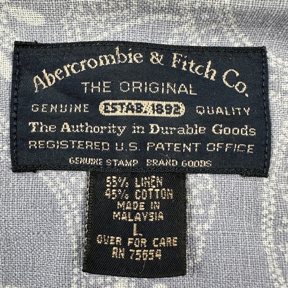 VTG Abercrombie‎ & Fitch Mens Short Sleeve Linen Shirt Large Purple Floral Y2K - Picture 7 of 13